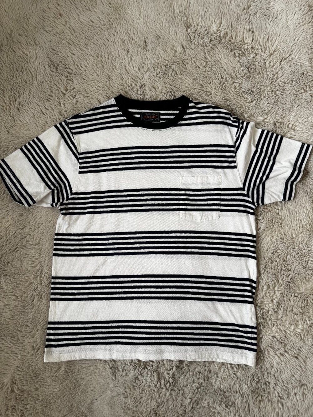 Short-Sleeve Beams Stripe Pocket Shirt